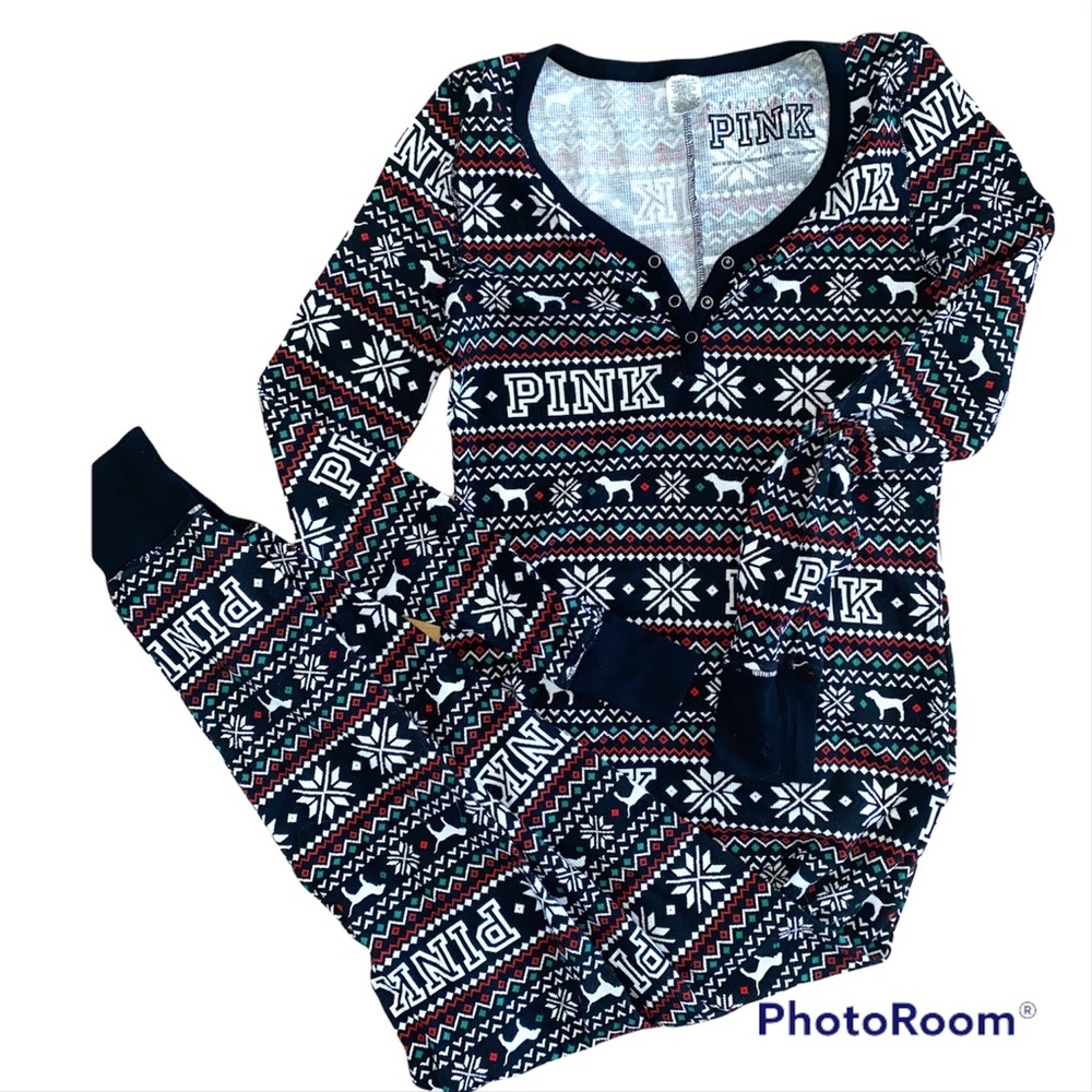 Victoria Secret Pink thermal once piece with peak-a-boo snap bottom.